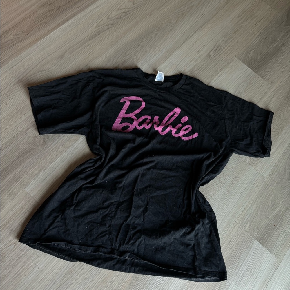 Black T-Shirt with Pink Barbie Logo